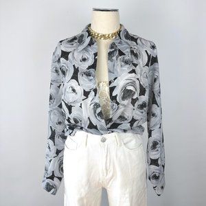 Vintage Sheer Grey Rose Blouse